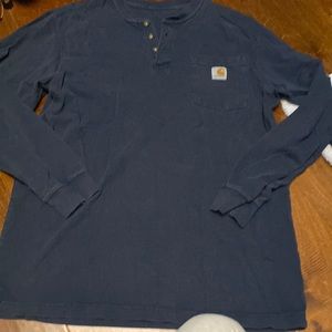 Men’s long sleeve, Carhartt navy blue shirt, Henley medium??